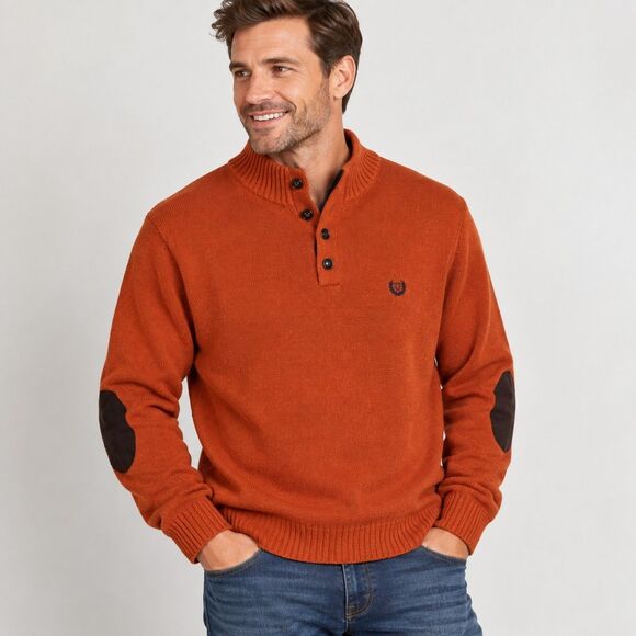 Chaps Other - Chaps Button Mock Neck Autumn Twist Elbow Patch Sweater XXL Corpcore Preppy